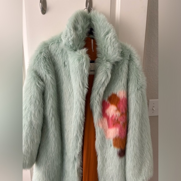 Free People Fluffy Flower Coat Seafoam Combo XS - Picture 11 of 12